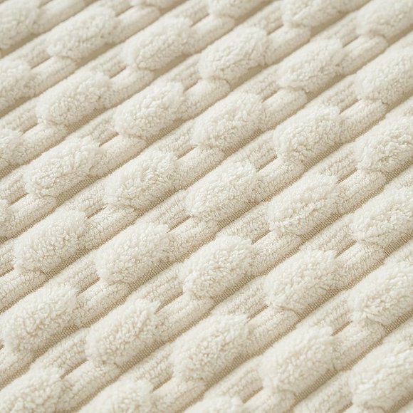 Pompom Cream Stripe Texture Corduroy Farmhouse Cute Luxury Soft Pillow Cover Set - Picture 4 of 7